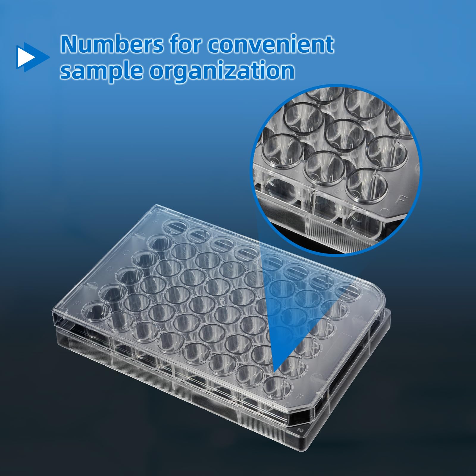 Sterile 48-Well Polystyrene Cell Culture Plates with Lids - Individually Wrapped, Tissue Culture Treated for Laboratory Use - Ideal for Cell Growth, Chemical Reactions & Biomedical Research (Case of 50) - Perfect for Life Science Labs, Pharmaceutical Research & Academic Experiments
