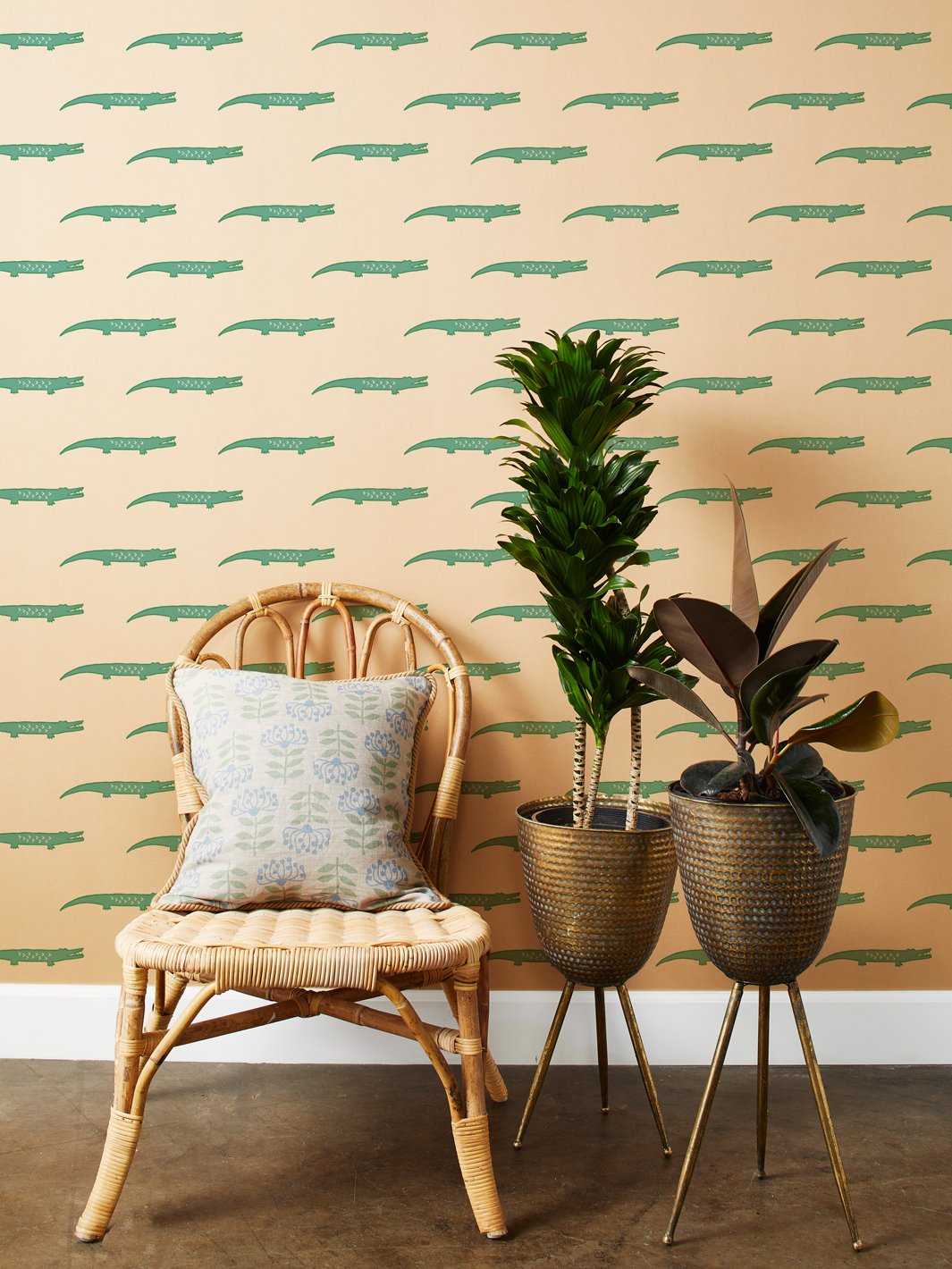 Crocodile Print Kraft Wallpaper - Peel and Stick Self-Adhesive Wallpaper for Home Decor, Nursery, Kids Room & Office | Tea Collection