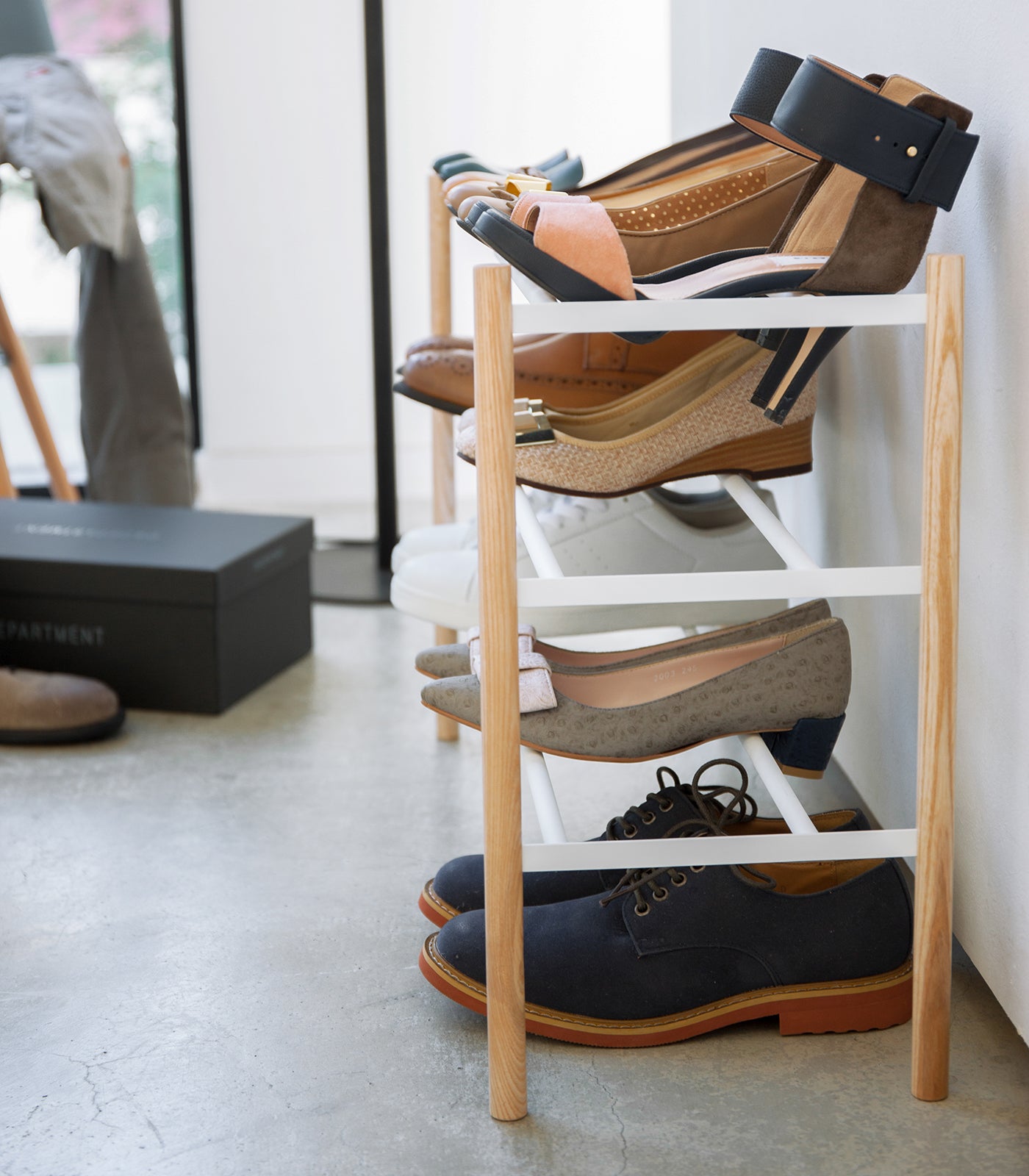 Expandable Shoe Rack - 18 Inch Height Steel Shoe Organizer for Closet, Entryway & Mudroom - Space Saving Shoe Storage Shelf for Sneakers, Boots & Heels