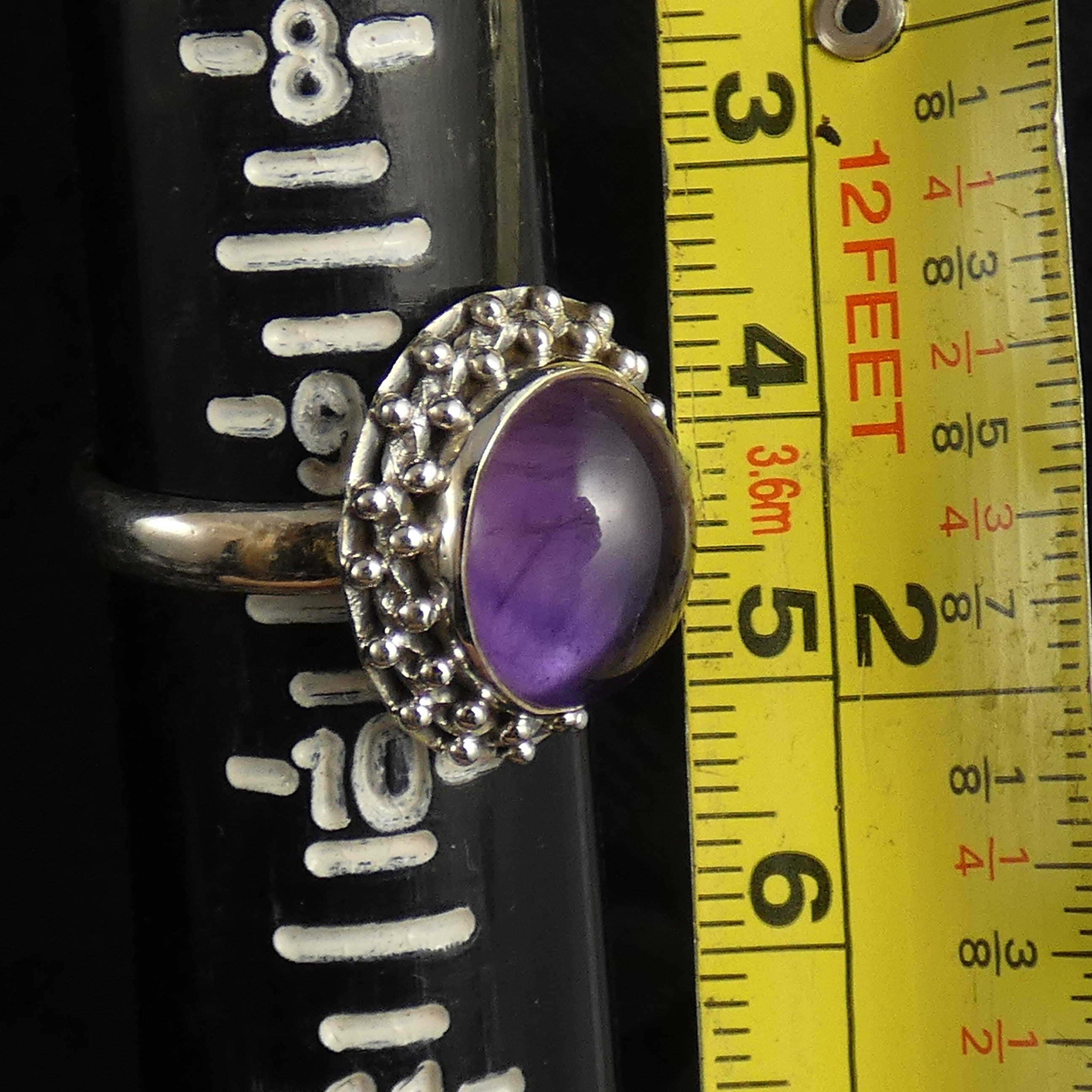 Genuine Amethyst Sterling Silver Cabochon Ring - Size 9 | Elegant Purple Gemstone Jewelry for Women | Perfect for Weddings, Anniversaries & Special Occasions