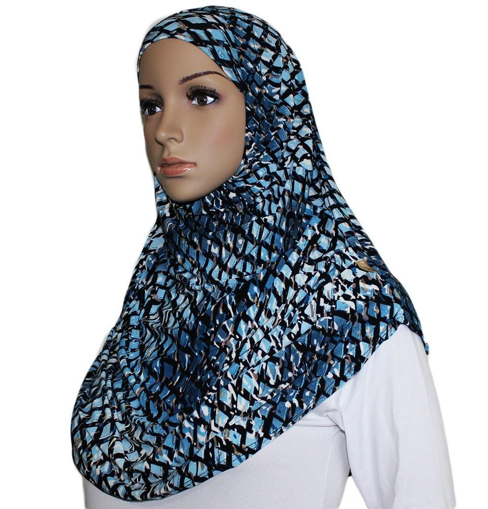 Firdevs Practical Scarf & Bonnet 020 Blue Lattice - Winter Warm Knitted Scarf and Hat Set for Women & Men - Perfect for Outdoor Activities, Skiing, Snowboarding and Cold Weather Fashion
