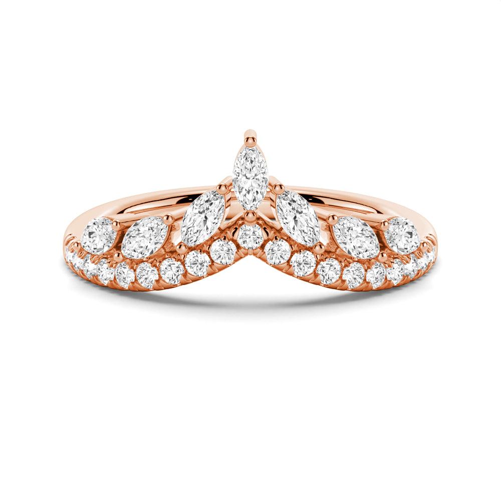Elegant Curved Crown Marquise & Round Moissanite Wedding Band Ring for Women - Perfect for Engagement, Anniversary & Bridal Jewelry Gifts