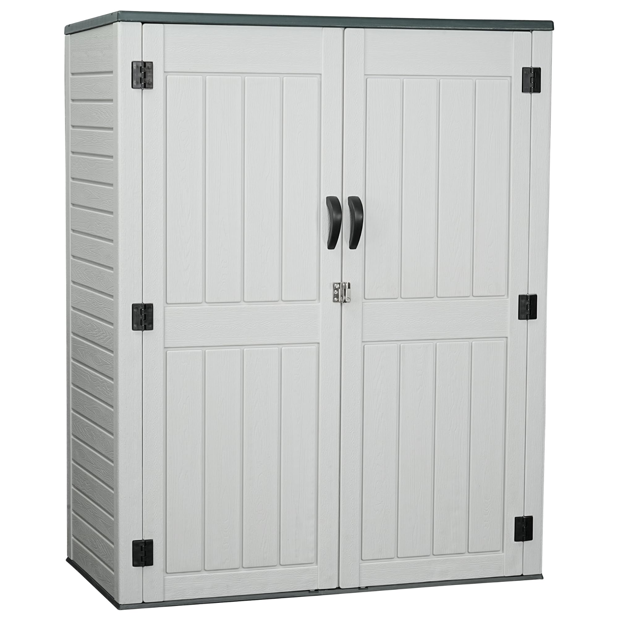 60 Cuft Vertical Resin Storage Shed | Waterproof Plastic Outdoor Garden Tool Cabinet (5.6 x 2.3 ft) | Perfect for Lawn Mower, Gardening Tools & Backyard Storage | Durable White Outdoor Shed for Patio, Garage & Yard Organization
