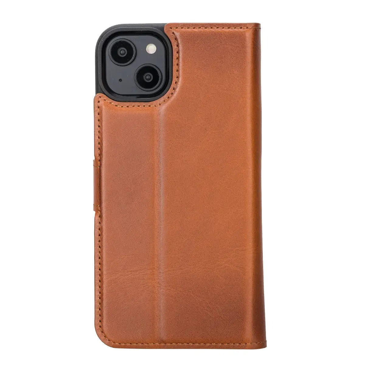 Premium Burnished Tan Leather Wallet Case for iPhone 14 Plus - Slim Protective Cover with Card Slots | Perfect for Everyday Use, Travel & Business