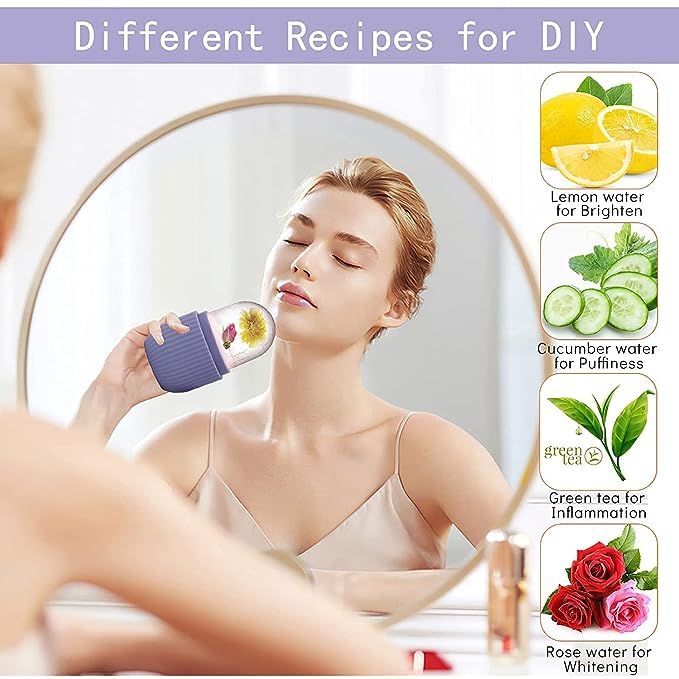 LABACHA Ice Roller for Face Massage - Cooling Facial Roller for Women & Men - Skincare Ice Cube Roller for Glowing Skin & Puffiness Relief (Purple) | Perfect for Morning Routine, Post-Workout Recovery & Spa Day at Home
