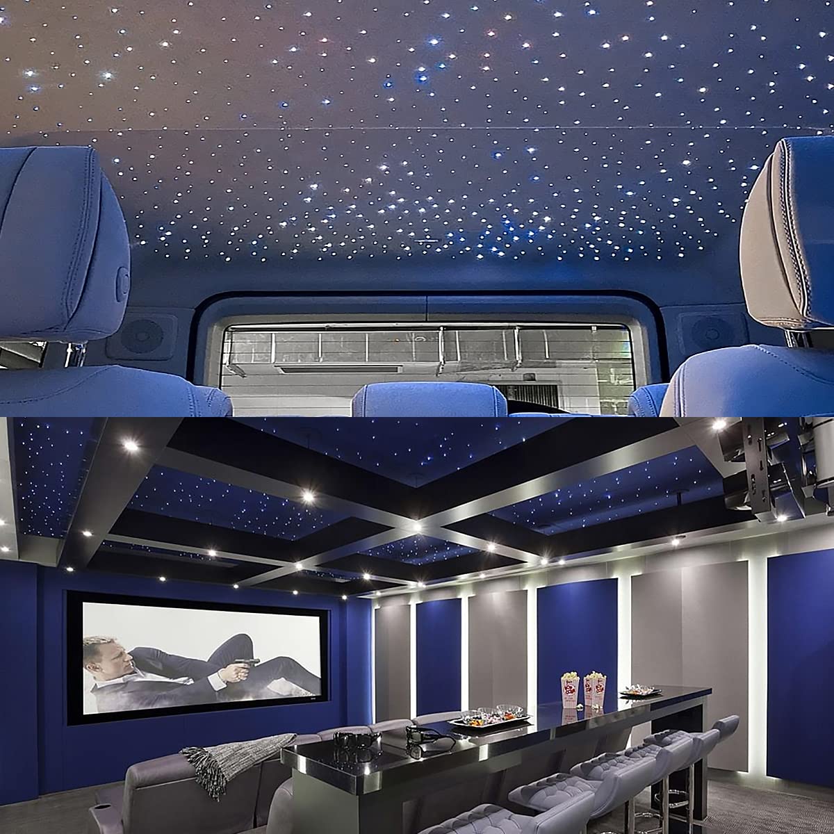 AKEPO 16W RGBW APP & Music Sync Fiber Optic Star Ceiling Light Kit - 550pcs 0.03in Fibers, 13.1ft/4m Length for Car Headliner & Home Decor | Bedroom, Theater, Party Lighting