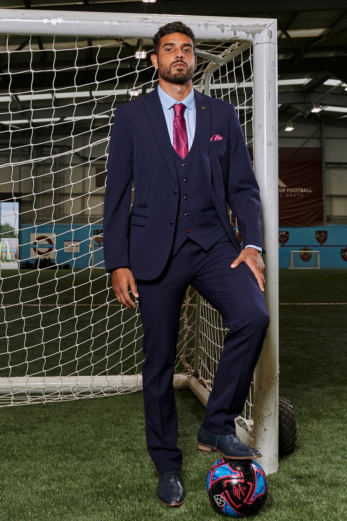 BROMLEY Navy Check Three Piece Suit for Men - Premium Wool Blend Formal Attire | Perfect for Weddings, Business Meetings & Special Occasions