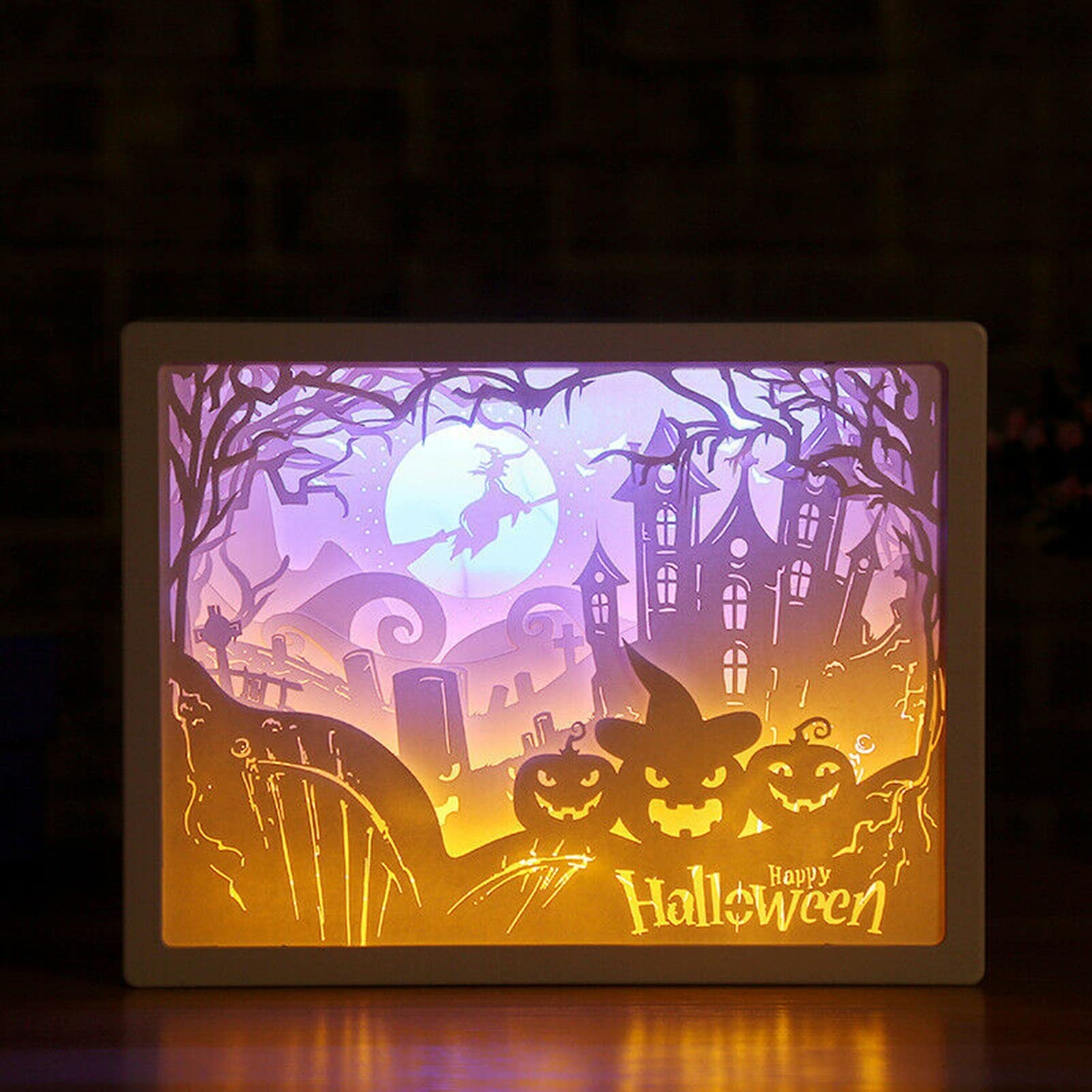 3D LED Papercut Light Box - ABS Frame Shadow Box Night Lamp, Handmade Paper Carving Art Light for Home Decor, Bedroom, Living Room, Gift | Romantic Ambiance Lighting for Weddings, Parties & Relaxation
