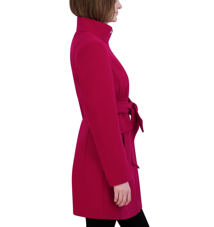 Laundry By Shelli Segal Women's Belted Faux Wool Jacket - Magenta | Stylish Winter Coat for Casual Outings & Office Wear