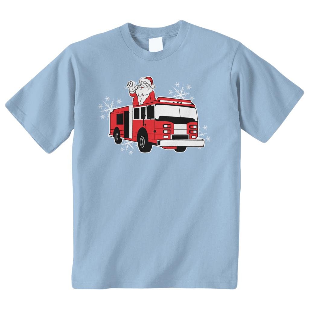Threadrock Big Boys' Fire Truck Santa Claus Youth T-Shirt - Fun Holiday Christmas Gift for Kids & Teens - Perfect for Parties, School Events & Family Gatherings