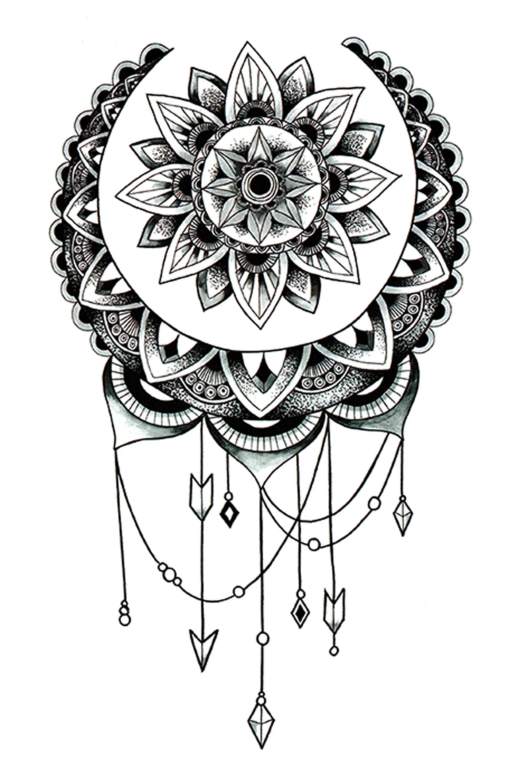 Waterproof Temporary Tattoo Stickers for Men & Women - 3D Realistic Flowers, Butterflies, Stars, Angels, Wolves & Armband Designs (19x12cm) | Perfect for Parties, Halloween, Cosplay & Body Art | TBS-8059