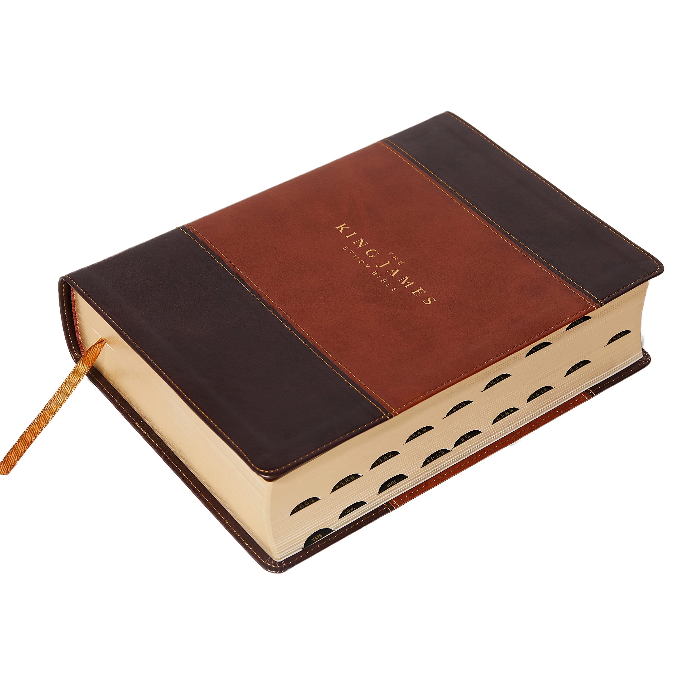 KJV Study Bible Leathersoft Brown - Thumb Indexed, Red Letter, Full-Color Edition | King James Version Holy Bible for Personal Devotion, Bible Study & Church Services