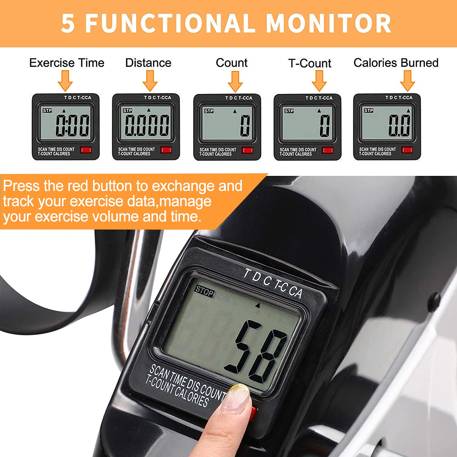 MOMODA Under Desk Bike Pedal Exerciser - Mini Exercise Bike for Leg & Arm Workouts with LCD Display - Portable Home & Office Fitness Equipment for Sedentary Workers & Students