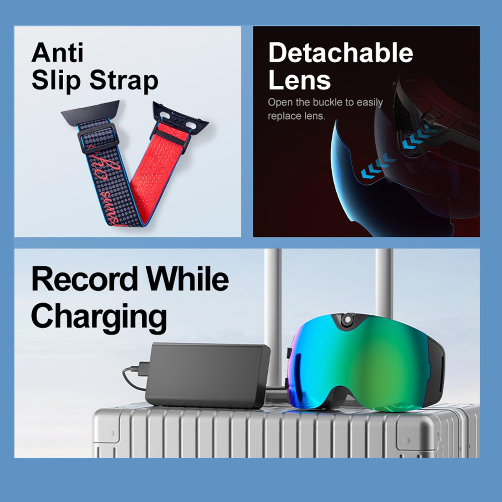 OhO Smart Ski Goggles with 4K Camera - Adjustable View Recording, UV Protection & Anti-Fog for Men & Women - Perfect for Snowboarding, Skiing & Winter Sports Adventures