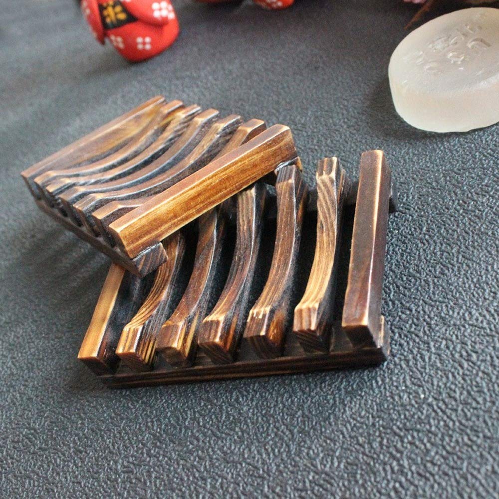 Handmade Wooden Soap Dish Set of 2 - Natural Bathroom Soap Holder for Shower, Sink Countertop - Rustic Home Decor & Spa Gift Idea - Perfect for Bath, Vanity, and Guest Room Organization