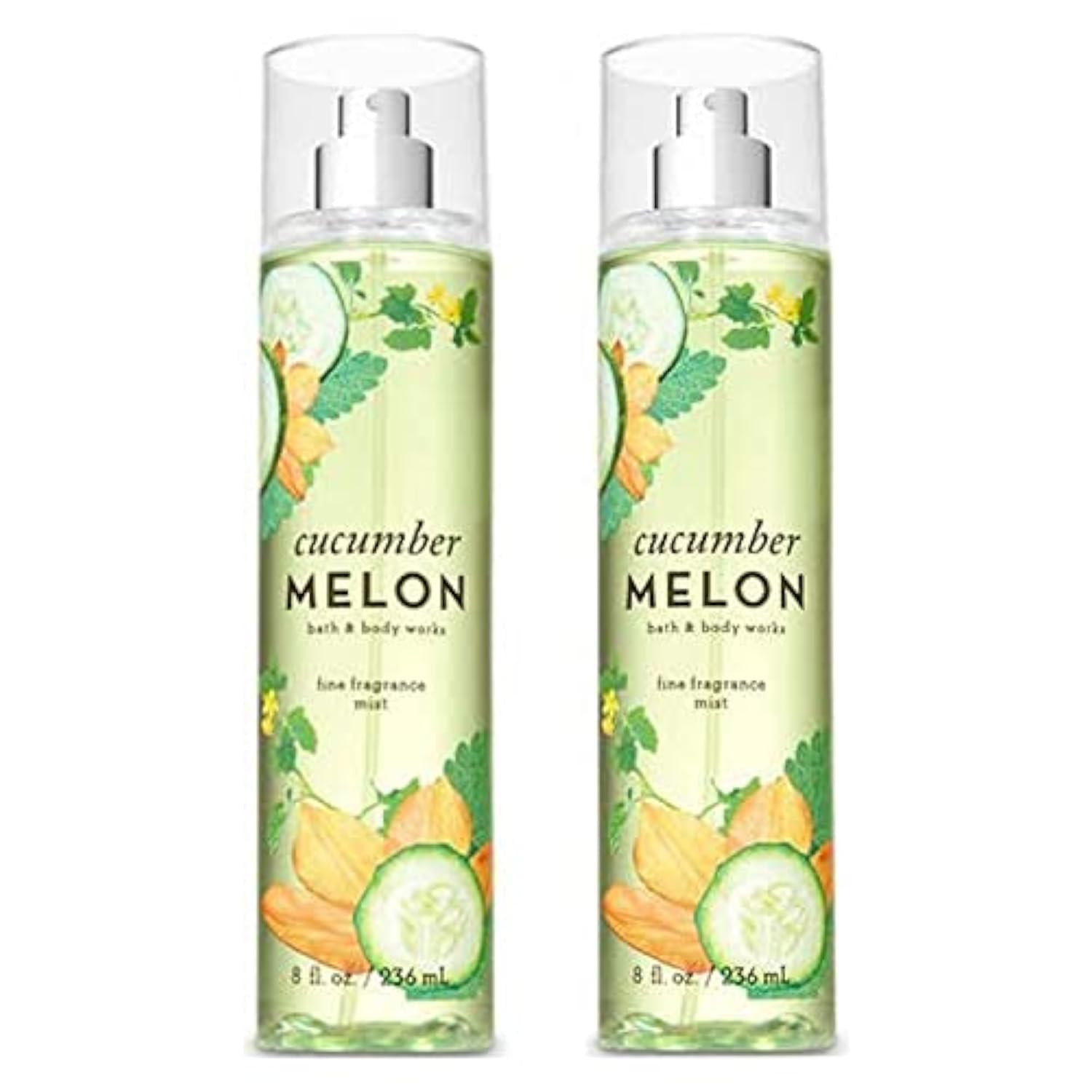 Bath and Body Works Cucumber Melon Body Mist 8 oz (2-Pack) - Refreshing Fragrance for Women, Summer Body Spray, Lightweight Hydrating Mist for Daily Use, Gym, Work & Travel