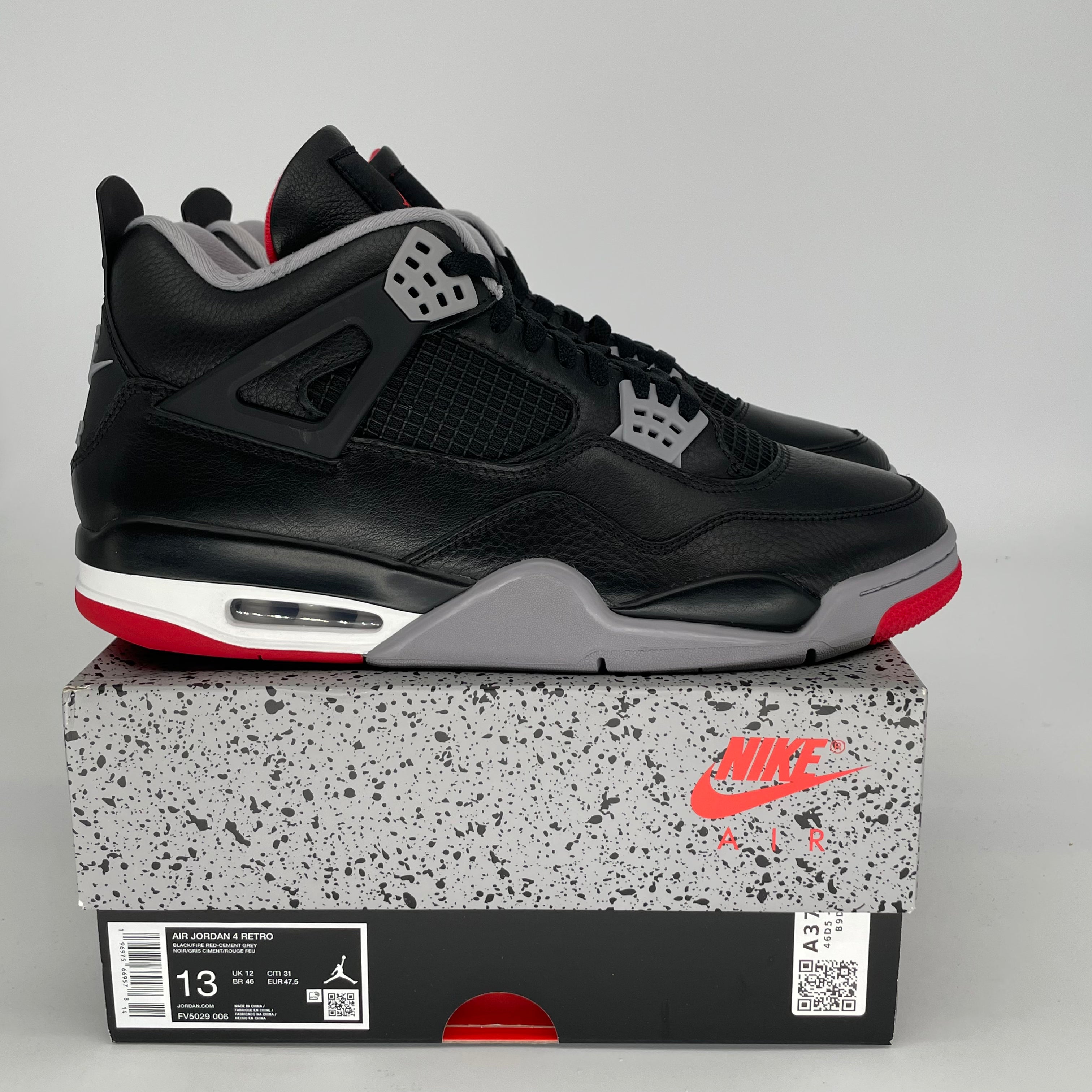 Original Air Jordan 4 Bred Reimagined Men's Basketball Shoes - Size 13 (FV5029-006) | Retro Sneakers for Streetwear & Basketball Performance