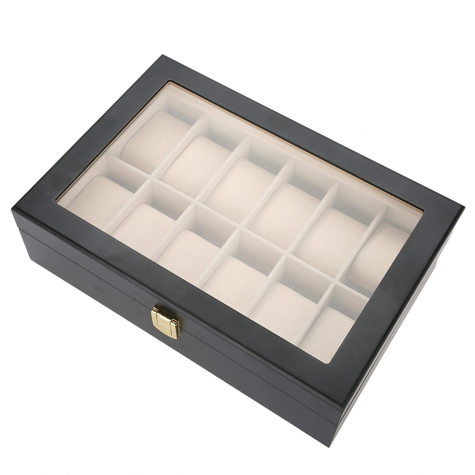 ASixxSix 12-Slot Watch Holder - Premium Wristwatch Display Case with Clear Lid for Watch Collections, Jewelry Storage & Gift Box - Perfect for Watch Enthusiasts, Retail Stores & Home Organization