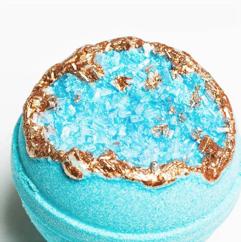 Amazonite Geode Calming Bath Bomb for Relaxation & Stress Relief - Natural Mineral Infused Self Care Gift for Women, Spa Night at Home