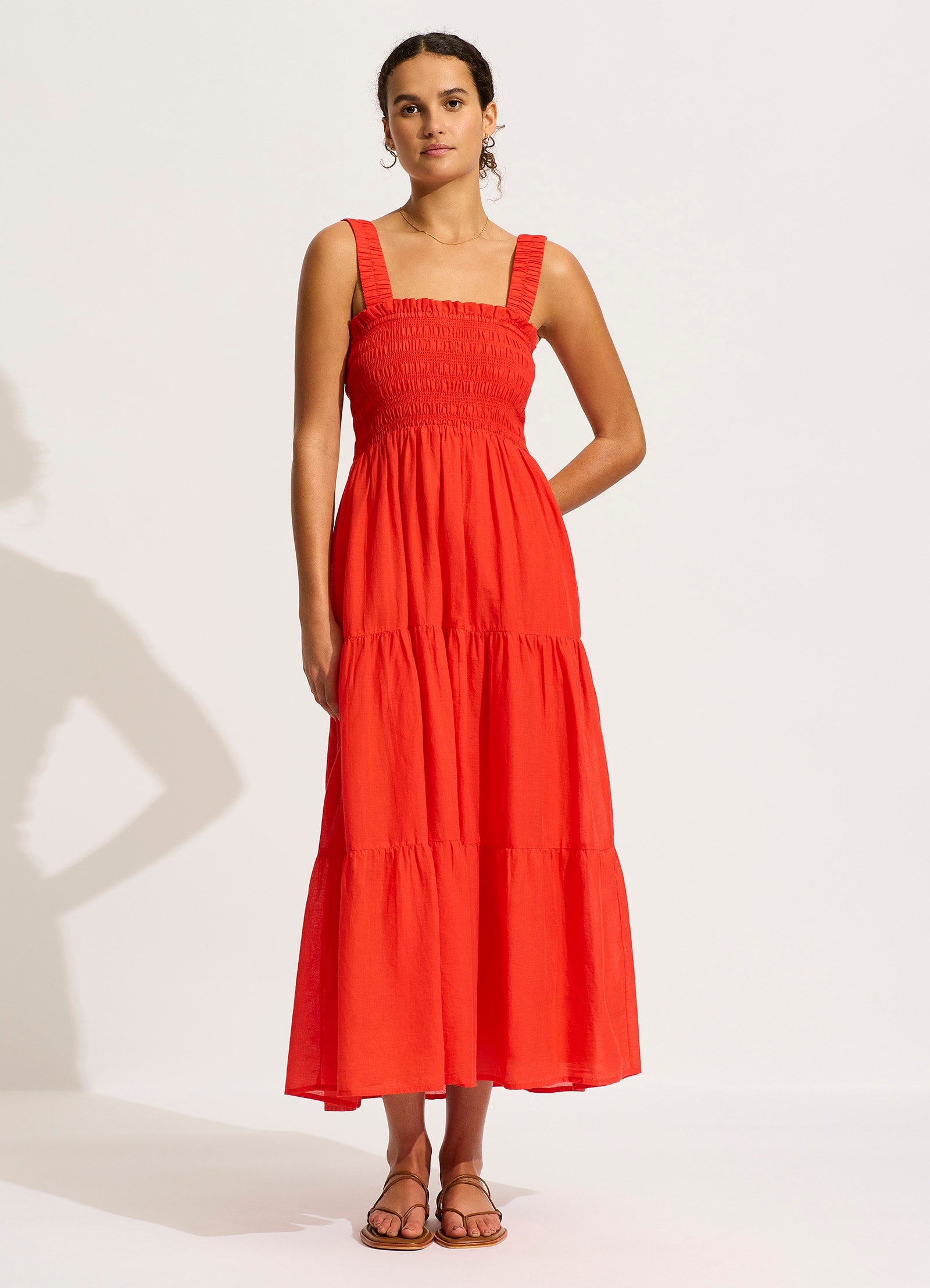 Faithful Midi Dress with Flame Print - Elegant Floral Summer Dress for Women | Perfect for Beach Vacations, Date Nights & Casual Outings