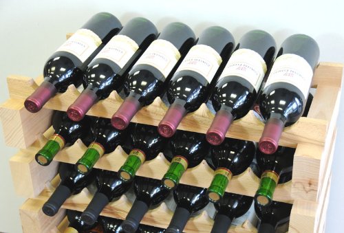 Premium Modular Hardwood Wine Rack - Holds 48 Bottles (12 Bottles x 4 Shelves) for Wine Cellar, Kitchen, Dining Room & Home Bar Storage