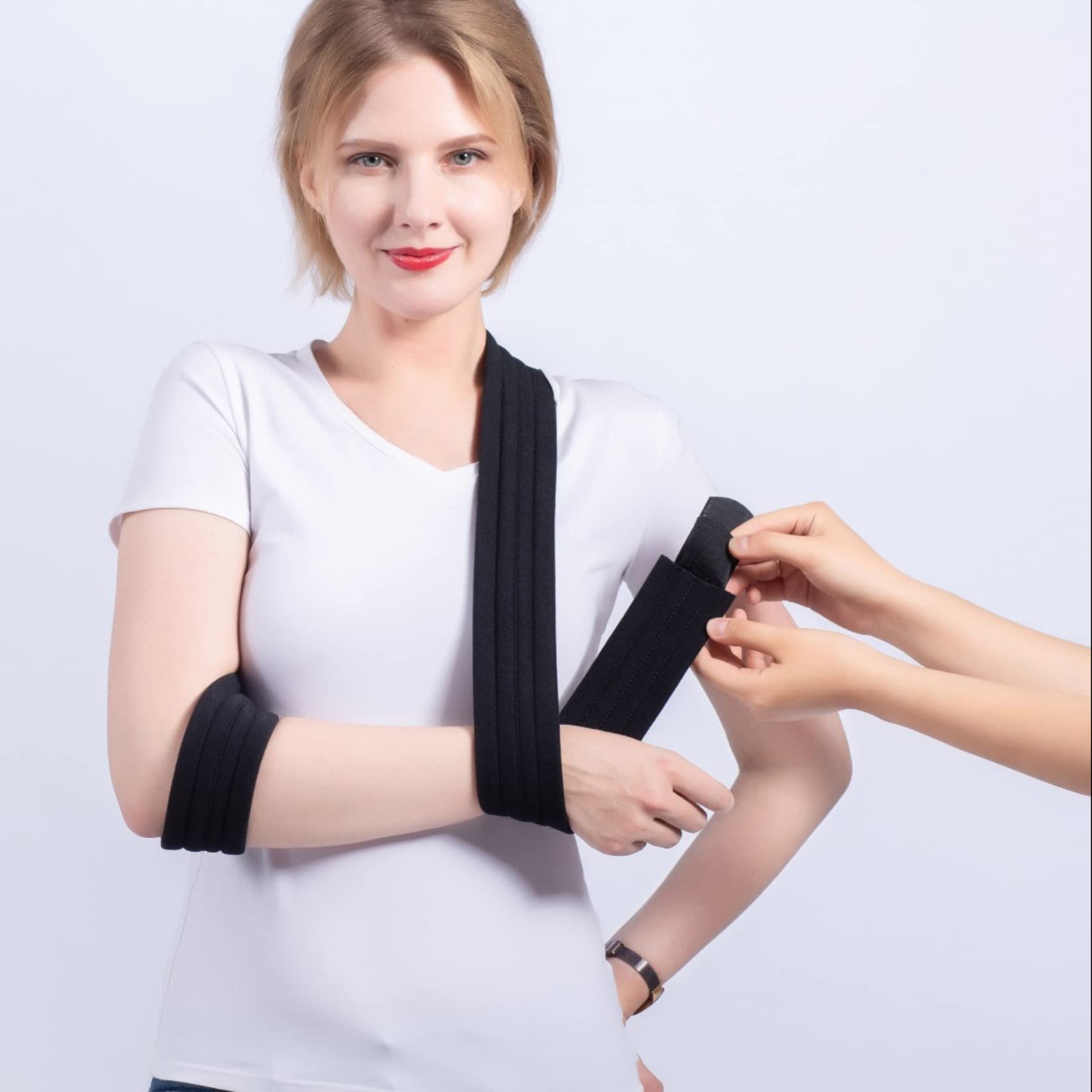 Adjustable Lightweight Arm Sling for Men & Women - Comfortable Left/Right Arm Support for Hand, Elbow Injuries (Black) - Ideal for Post-Surgery, Sports Injuries & Daily Recovery