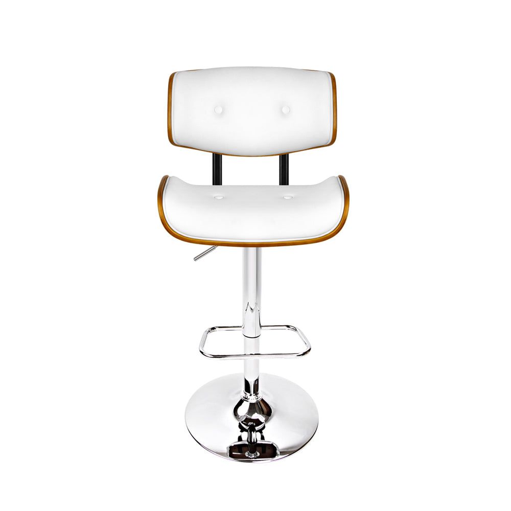 Adjustable Height Bar Stools with Gas Lift Mechanism - Premium White Leather Counter Stools for Kitchen Island, Dining Room & Home Bar