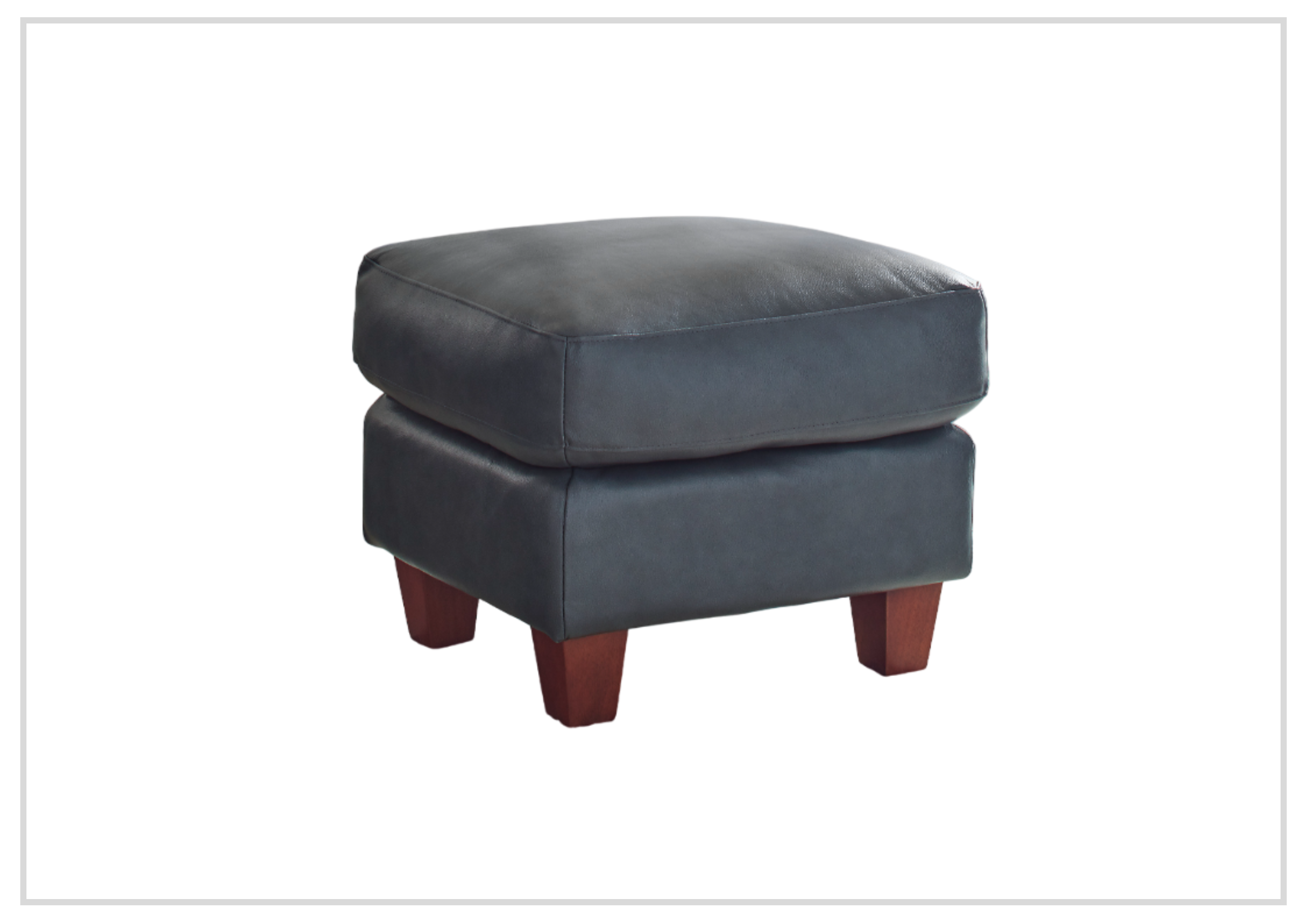 Gio Italia Home Tirano Leather Ottoman in Bluish Gray - Premium Footrest & Storage Bench for Living Room, Bedroom, or Office