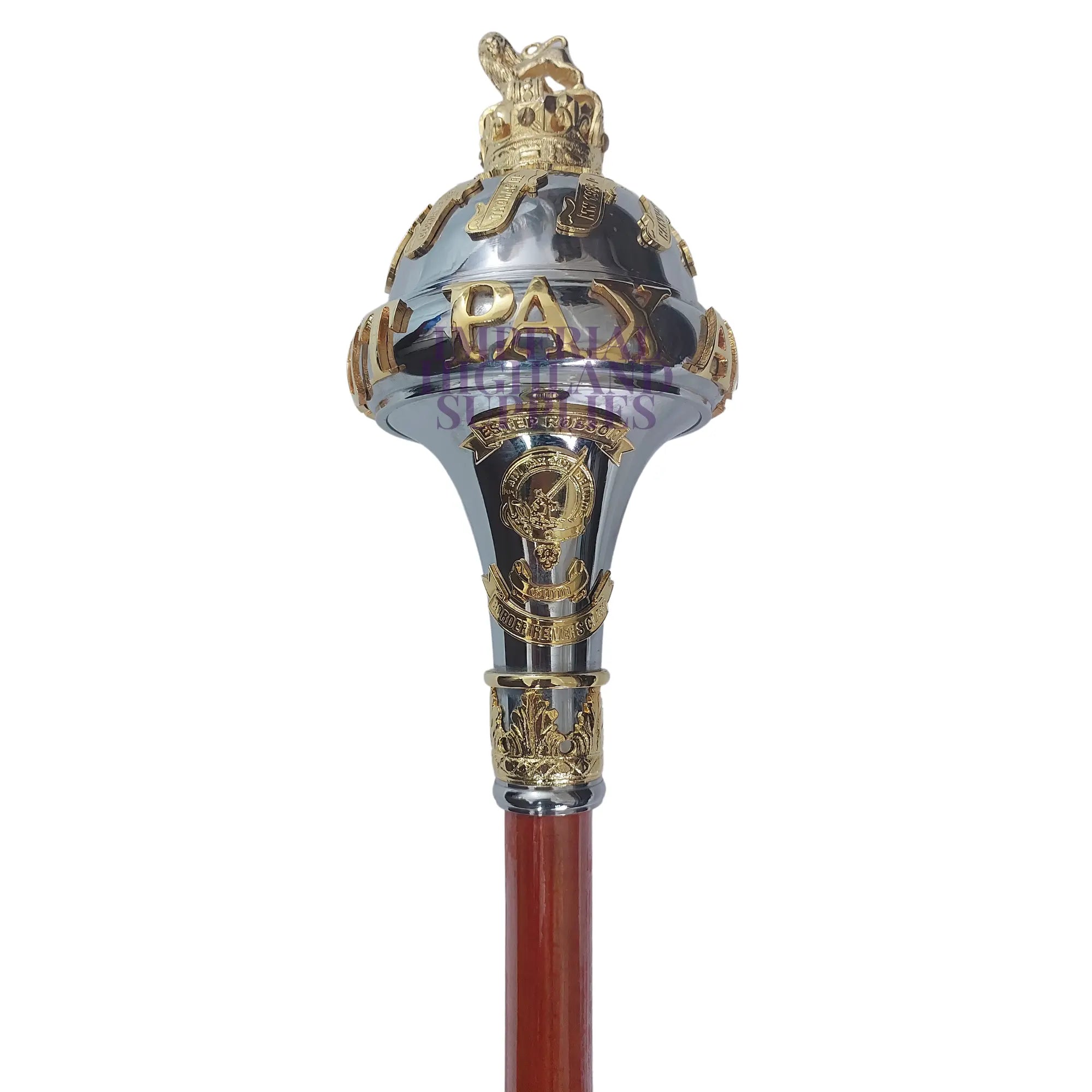 Custom Ceremonial Drum Major Mace with Battle Honors - Premium Marching Band Accessory for Parades, Competitions & Military Ceremonies