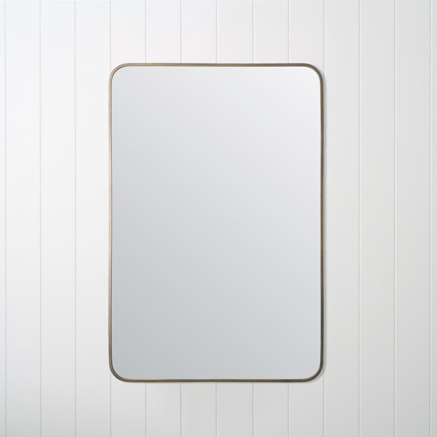 Antique Brass Rectangular Wall Mirror - Vintage Home Decor for Living Room, Bedroom & Bathroom
