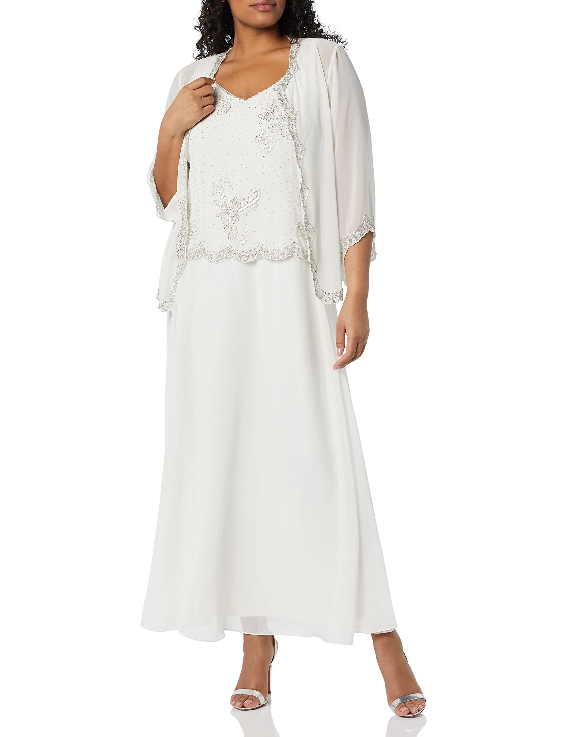 J Kara Women's Plus Size Beaded Jacket Dress - Elegant Formal Wear for Weddings, Parties & Special Occasions