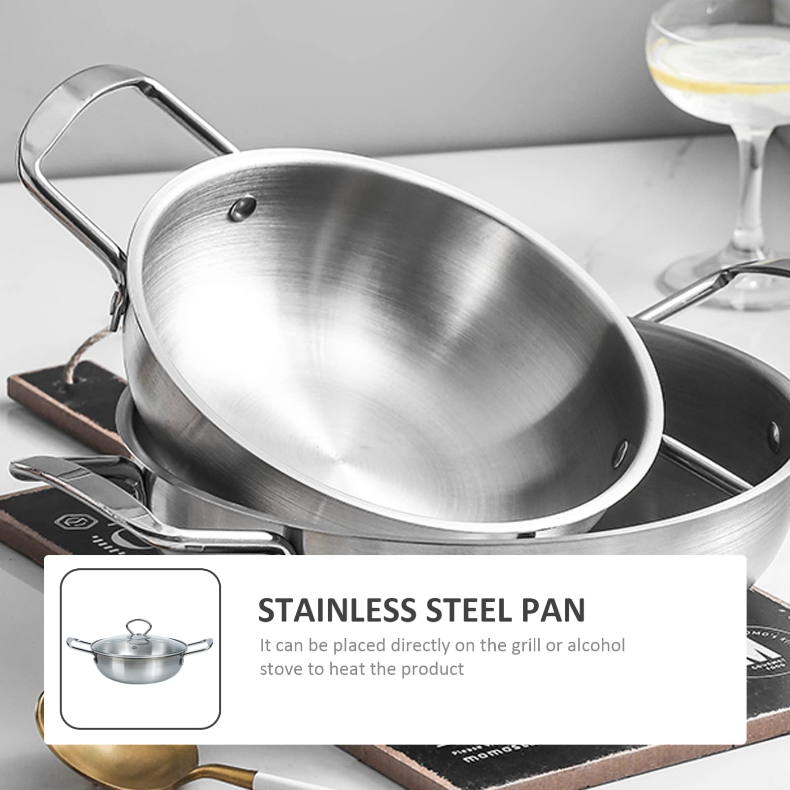 ERINGOGO Mini Ramen Soup Pot with Stainless Steel Lid - Double Handle Cooking Pan for Home & Restaurant Use | Perfect for Ramen, Pho, Hot Pot & Everyday Cooking