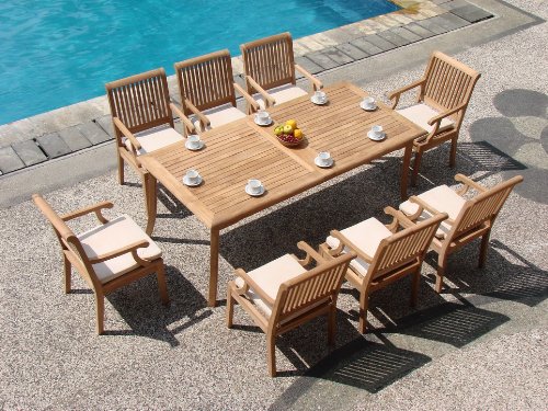 Premium 9-Piece Teak Wood Outdoor Dining Set - 83