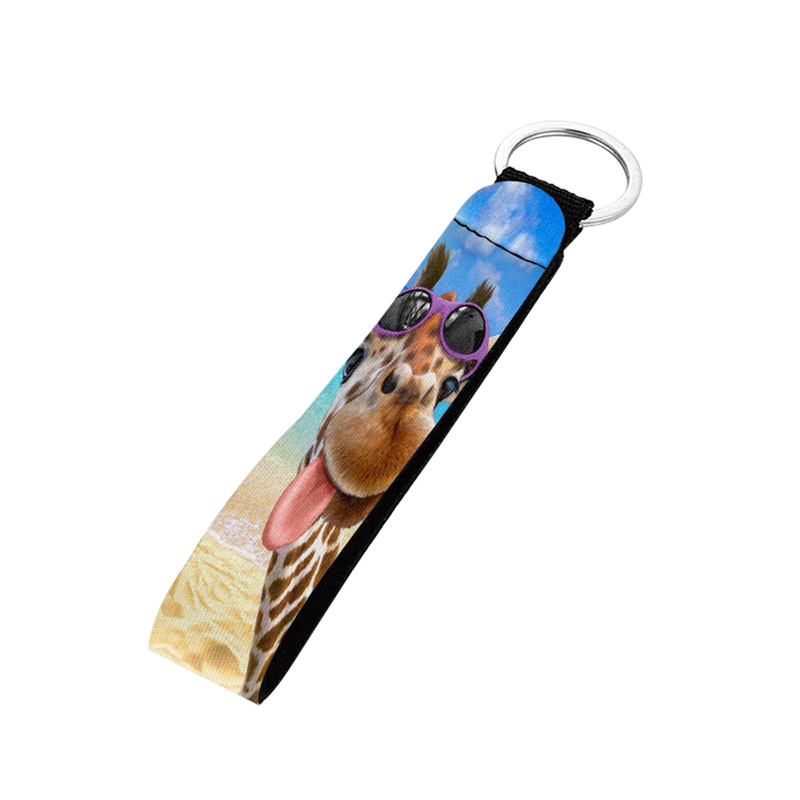 Cartoon Giraffe Keychain - Lightweight Lanyard Strap with Metal Ring for Car Keys & Bags
