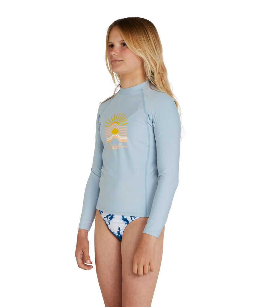 ONeill Girls Basic Skins Long Sleeve Crew Rash Guard - UPF 50+ Sun Protection Swim Shirt for Surfing, Swimming & Beach Activities
