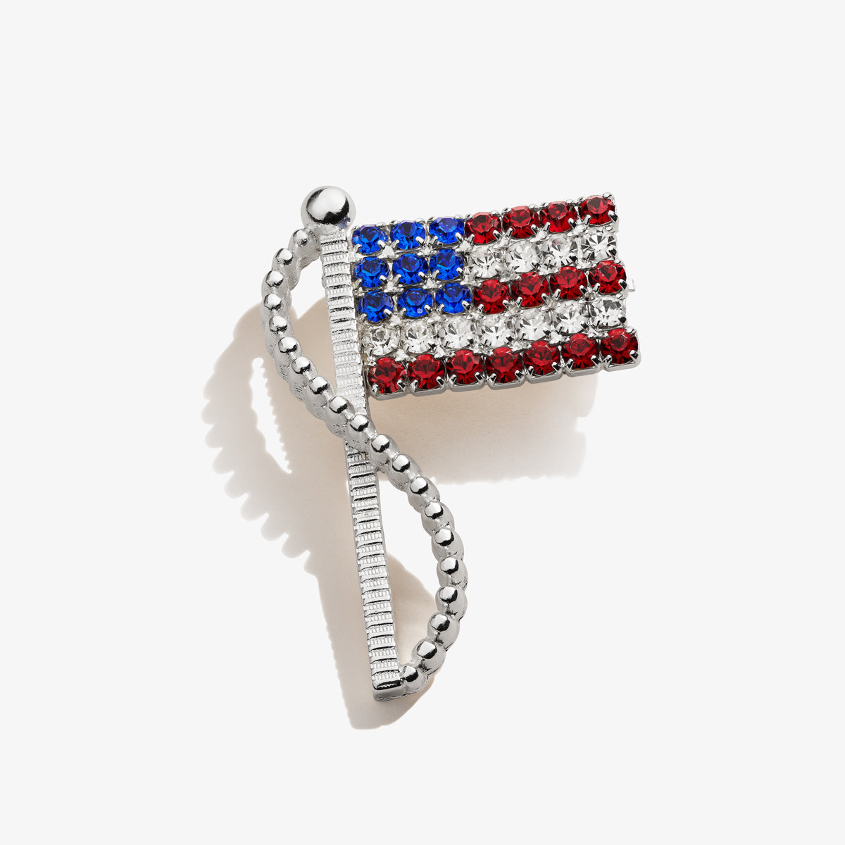 Crystal Flag Pin - Elegant Patriotic Brooch for Lapel, Hat, Scarf - Perfect for Independence Day, Memorial Day & Veterans Day Celebrations
