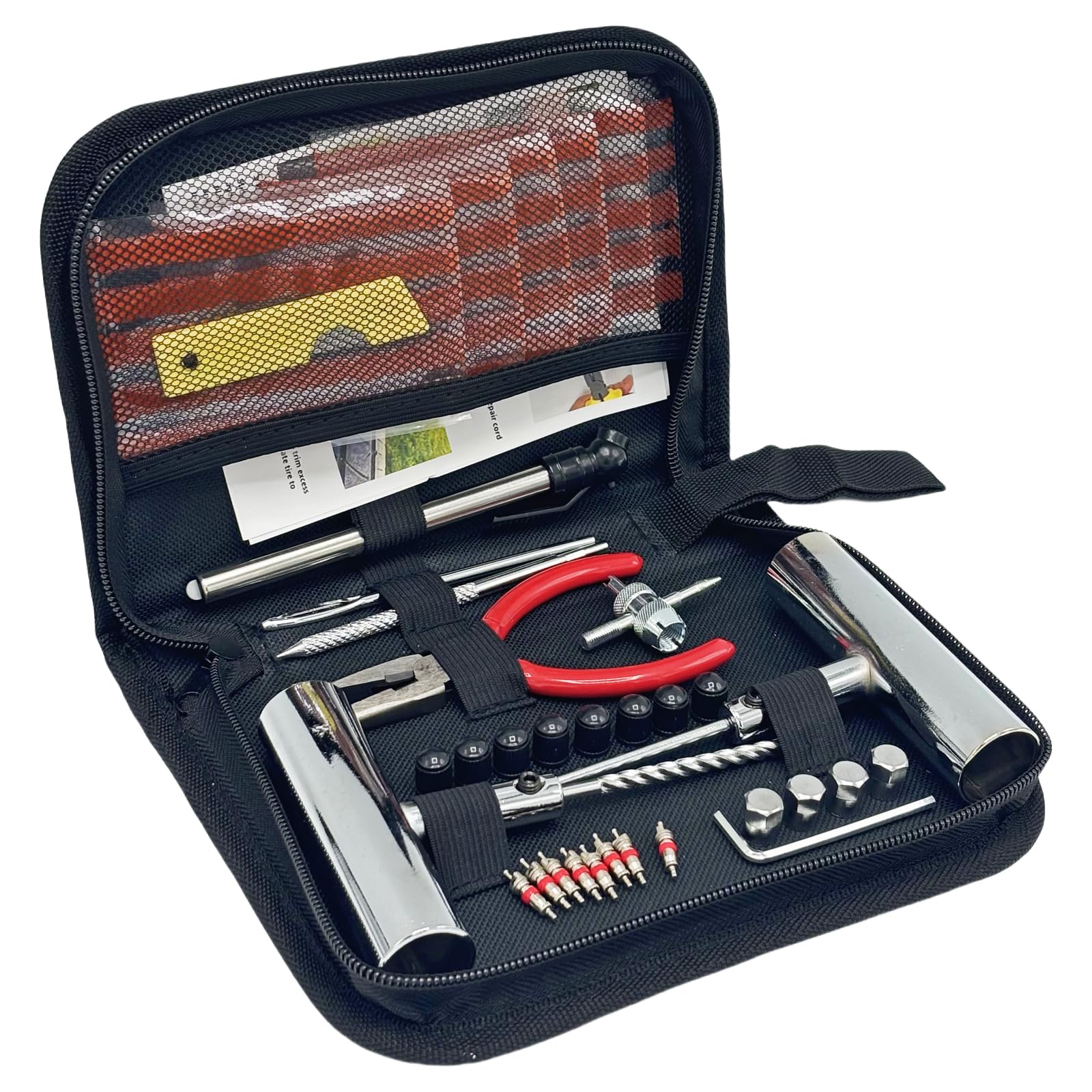 61Pcs Universal Tire Repair Kit - Quick Seal Puncture Fix for Car, Truck, Tractor, Trailer & Motorcycle Wheels - Emergency Roadside Flat Tire Repair Tools for On-the-Go Vehicle Maintenance