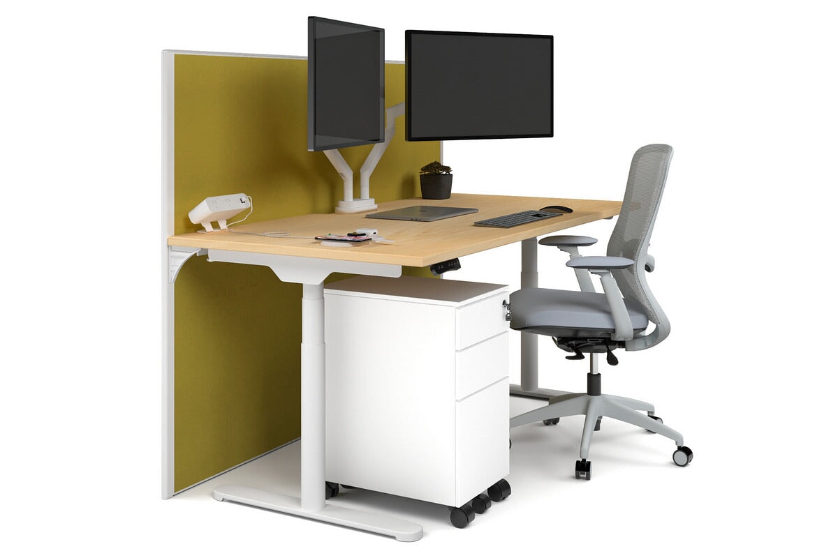 Flexi Premium Height Adjustable Single Workstation Desk - 1600L x 800W with Cable Management Scallop | Ergonomic Standing Desk for Home Office & Workspace