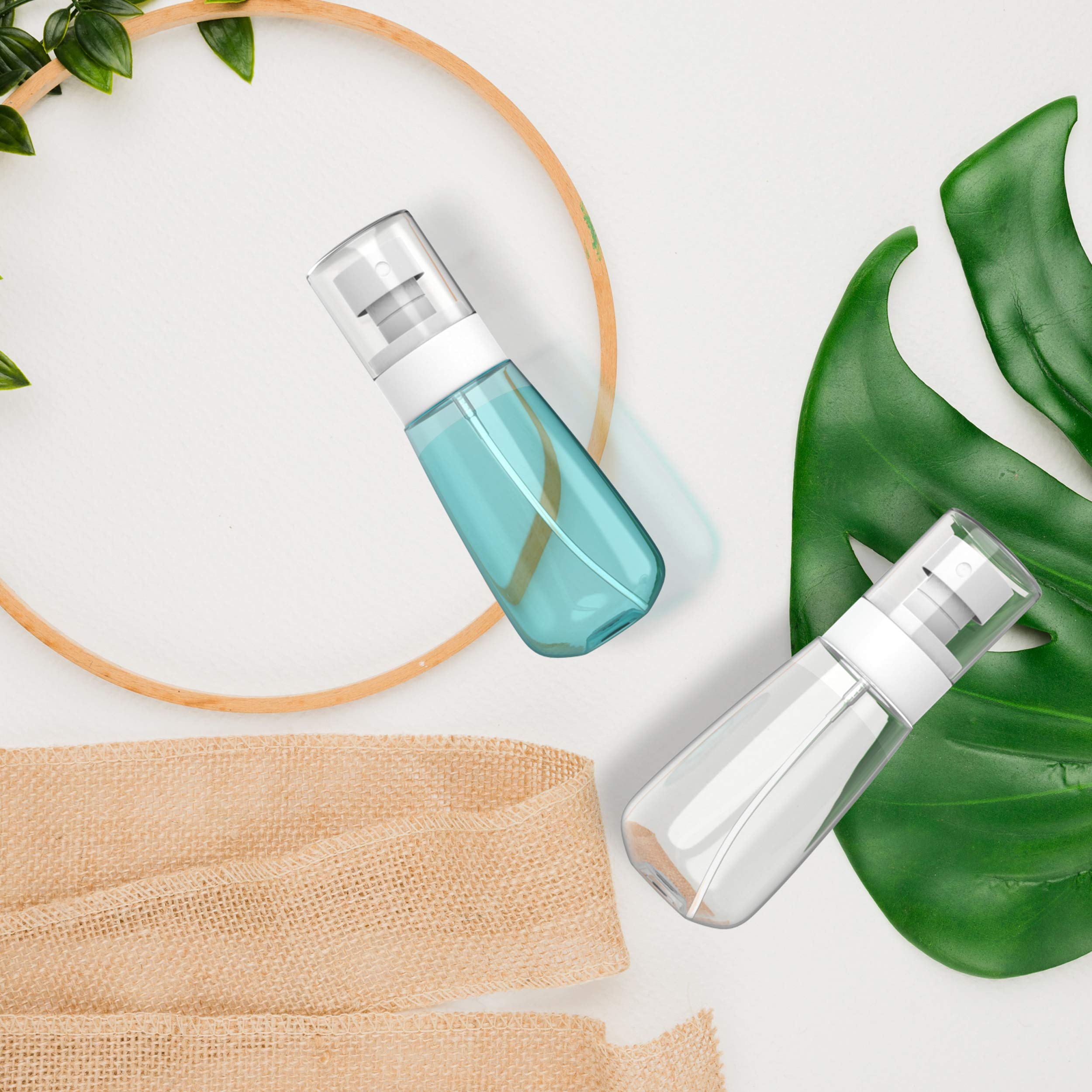 Relanor 2-Pack Small Travel Spray Bottles 2oz/60ml - PETG Leak-Proof Mist Sprayer for Toner, Face & Hair - Clear Portable Cosmetic Containers | Perfect for Skincare, Haircare & Travel Essentials