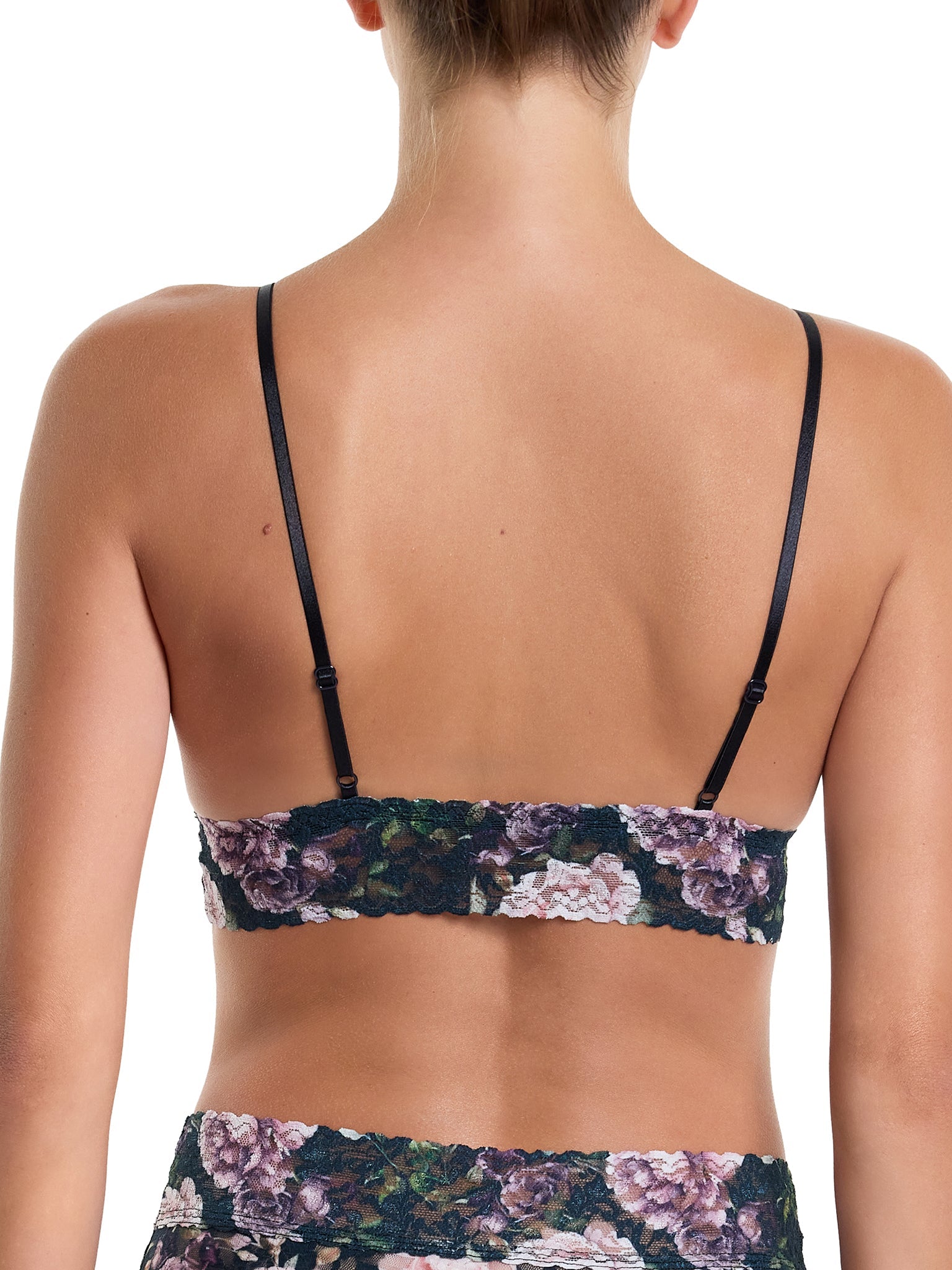 Printed Signature Lace Padded Triangle Bralette - Comfortable Wireless Bra for Women, Soft Stretch Fabric, Everyday Wear & Layering