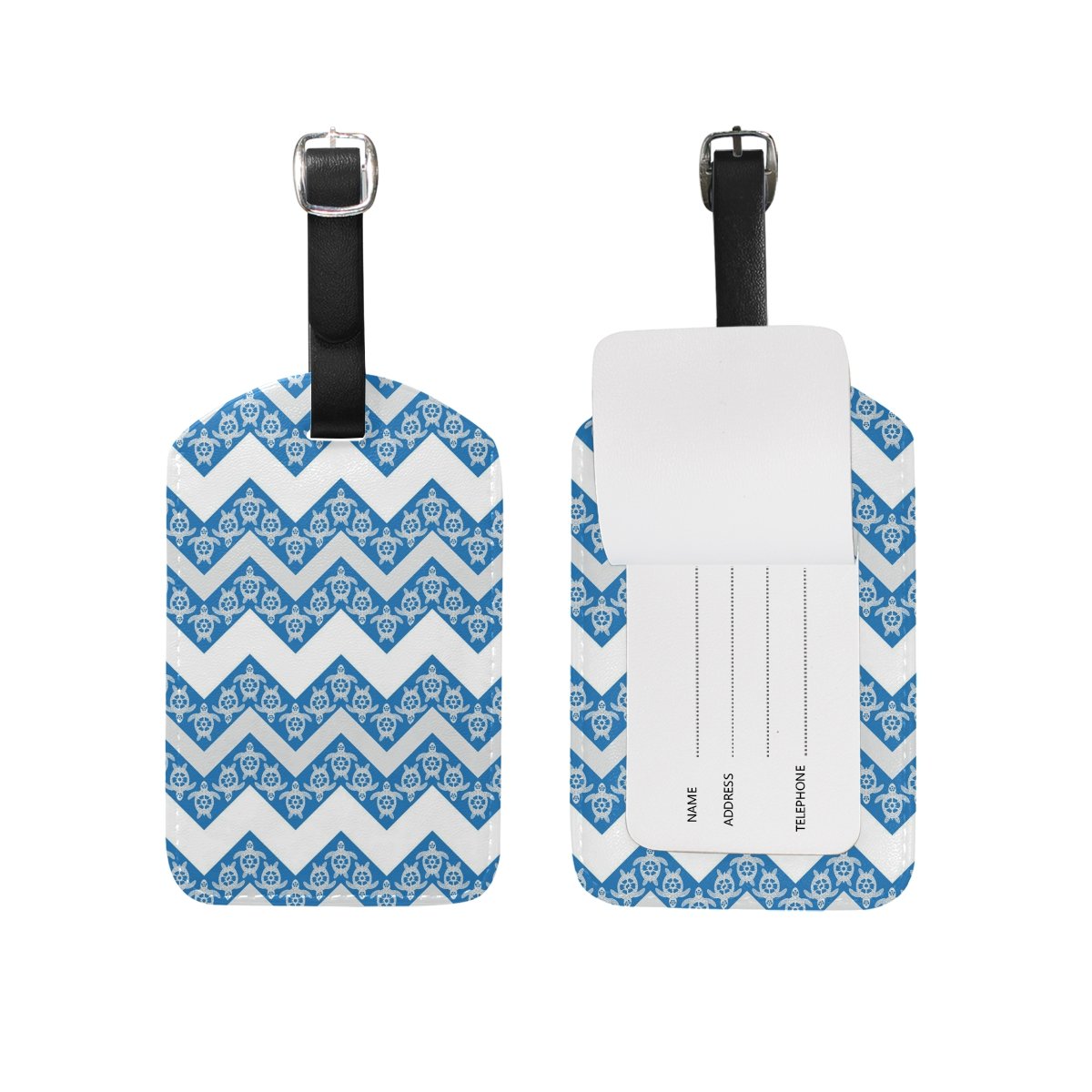 JSTEL Turtle Luggage Tags - Durable Suitcase ID Labels with Privacy Cover for Travel | Perfect for Airports, Cruise Ships, and Family Vacations