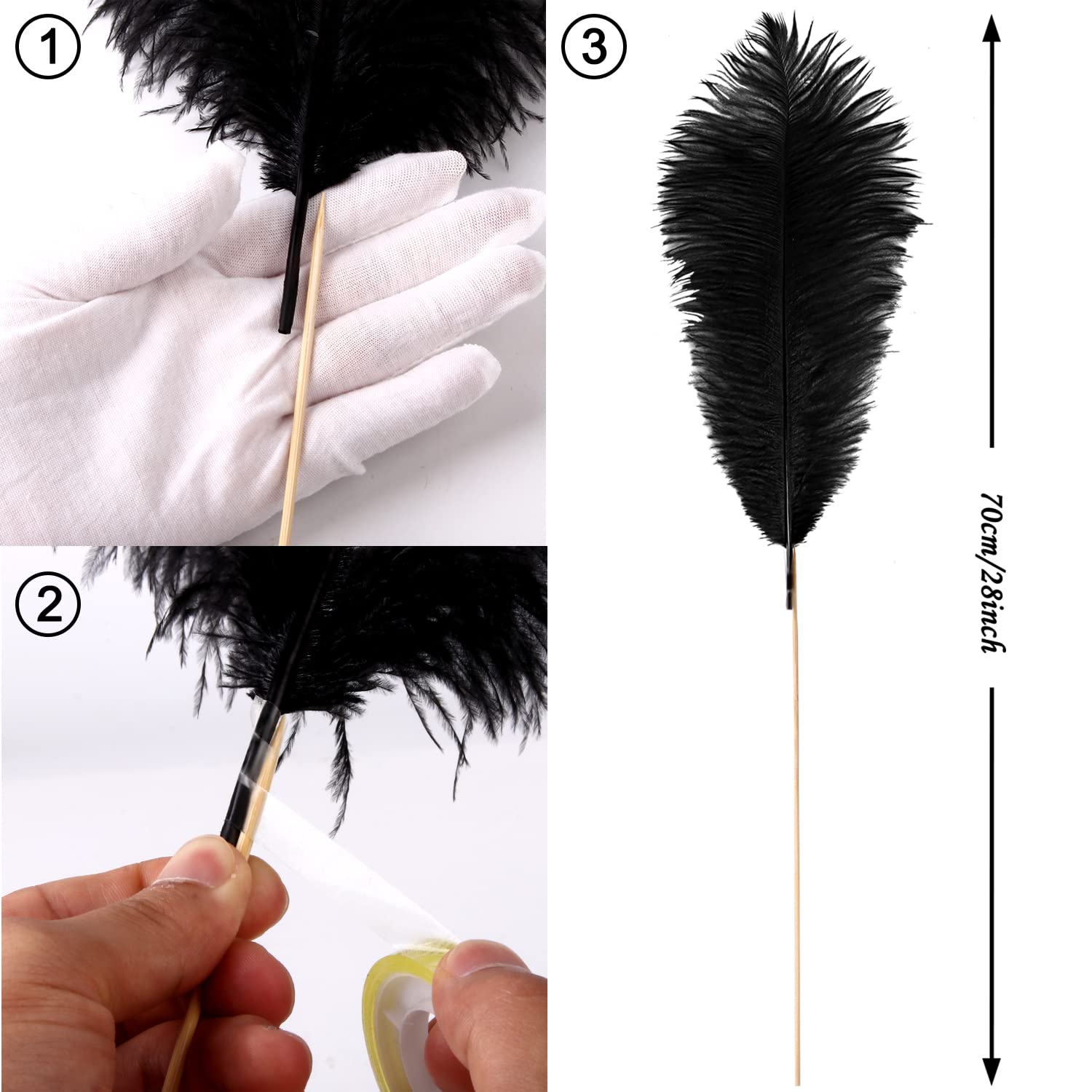 VIJIV Natural White Large Ostrich Feathers Bulk 10 Pieces - 28 Inch Long Craft Feathers for DIY Floral Arrangements, Wedding Centerpieces, Home Decor, Vase Fillers | Perfect for Party Decorations, Bohemian Style Decor, and Event Styling