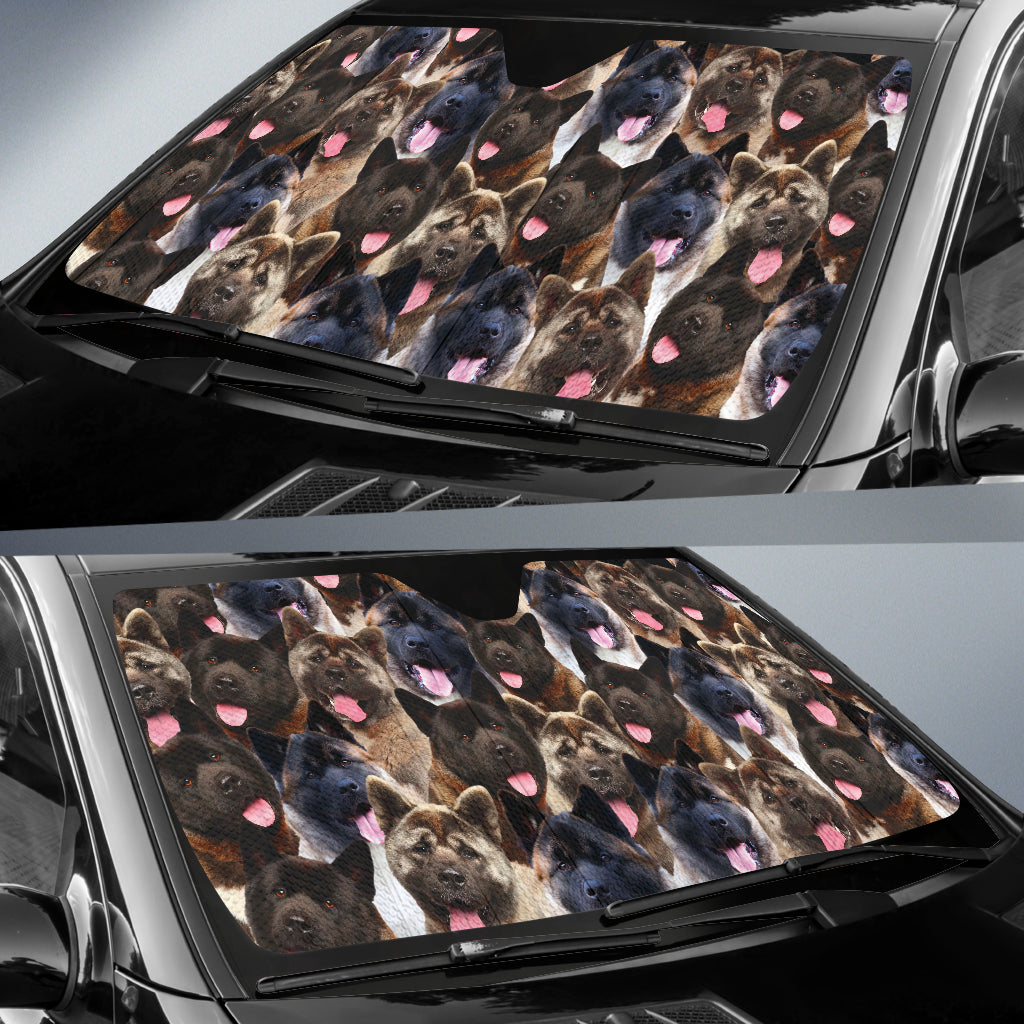 Akita Full Face Car Sun Shade for Windshield - UV Protection & Heat Blocking - Universal Fit for Most Vehicles - Perfect for Summer, Road Trips & Parking Outdoors