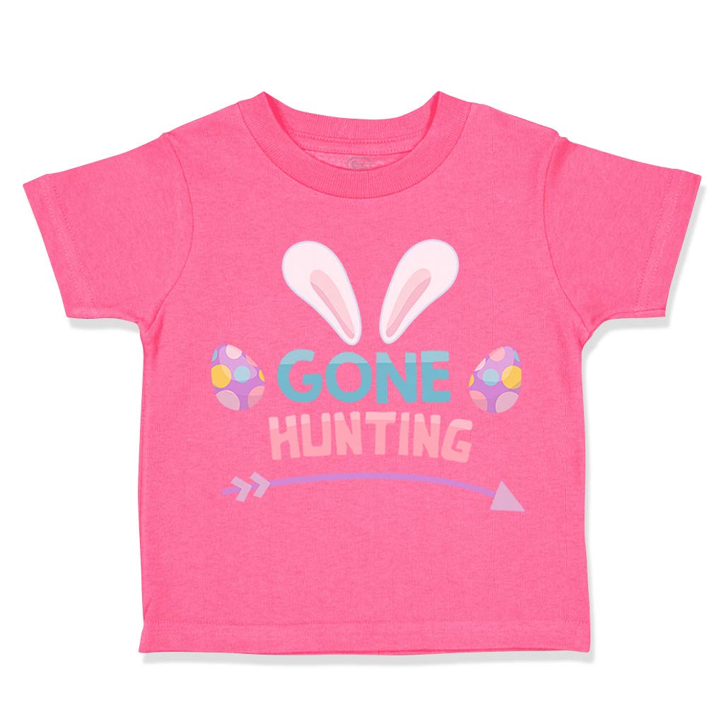 Easter Gone Hunting Toddler T-Shirt - Colorful Egg Print Cotton Tee for Boys & Girls (24 Months, Hot Pink) - Perfect for Easter Egg Hunts & Spring Family Photos