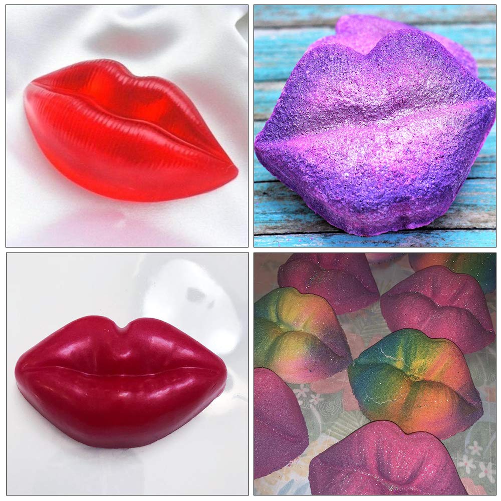 2 Pack 3D Sexy Red Lips Silicone Molds for Chocolate, Candy, Bath Bombs, Soap & Lotion Bars - Perfect for Wedding Favors, Bridal Showers, Birthday Parties and DIY Baking Projects