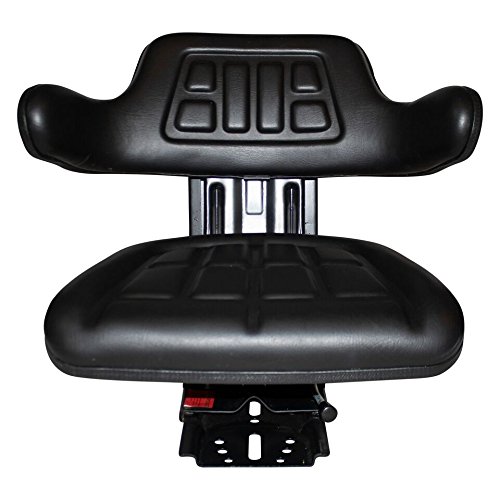 TRAC SEATS Black Universal Suspension Tractor Seat with Tilt & Waffle Style - Fits Massey Ferguson & Other Farm Tractors - Durable Comfort for Long Farming Hours