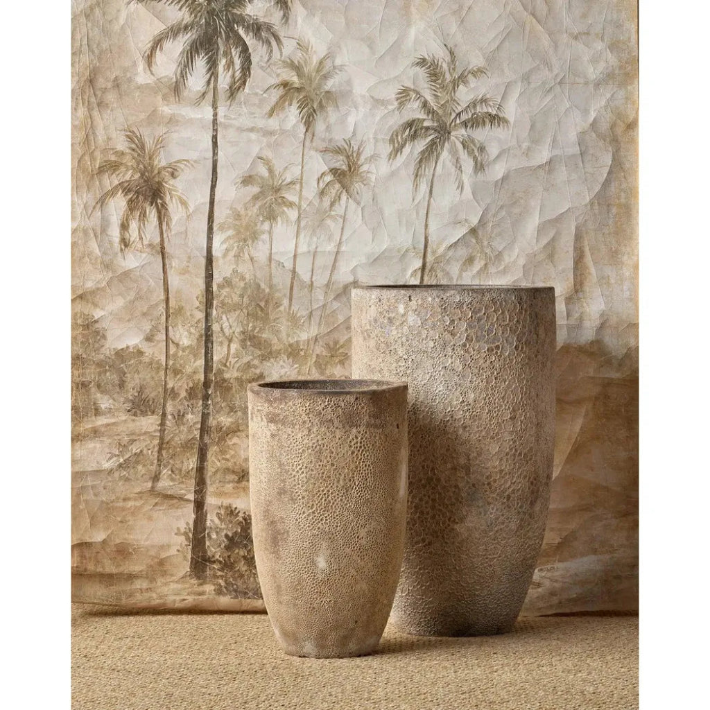 25 in. Elias Ceramic Beige Planter - Large Indoor/Outdoor Flower Pot for Plants, Succulents & Home Decor | Modern Farmhouse & Patio Gardening Container