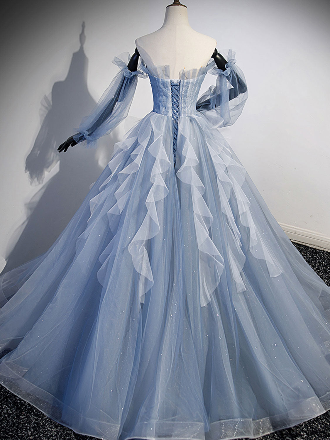 Elegant A-Line Tulle Prom Dress in Gray Blue - Perfect for Homecoming, Formal Dances & Special Occasions