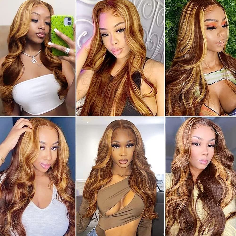13x4 Ombre Lace Front Wigs Human Hair - Pre Plucked Brazilian Virgin Hair with Baby Hair | Blonde 13x4 Body Wave HD Lace Wig | Glueless 4/27 Colored Human Hair Wig for Women (26 Inches) - Perfect for Daily Wear, Cosplay, Parties & Special Occasions