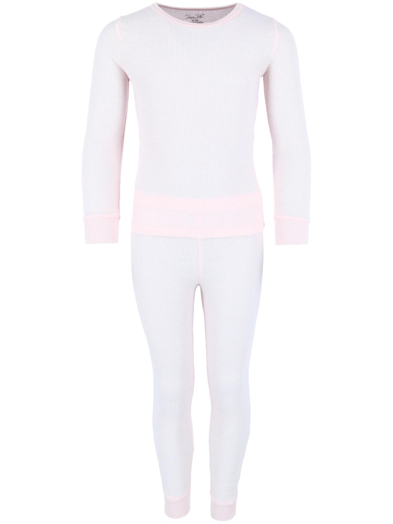 Rene Rofe Girls Thermal Underwear Set - 2-Piece Waffle Knit Long Johns for Winter Warmth - Perfect for Cold Weather, Snow Days & Layering Under Clothes